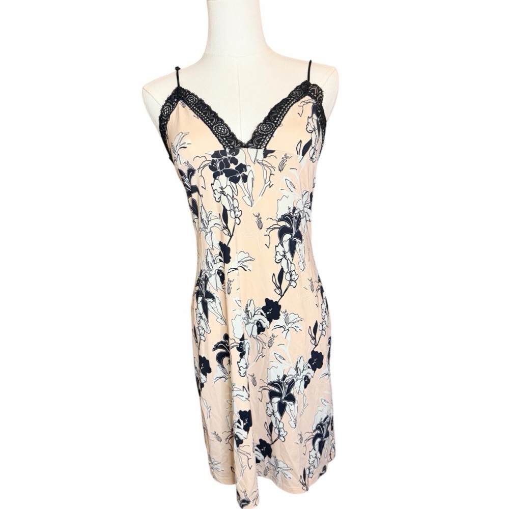 Calvin Klein Floral Slip Dress Lace Trim Y2K Lingerie Style Size S